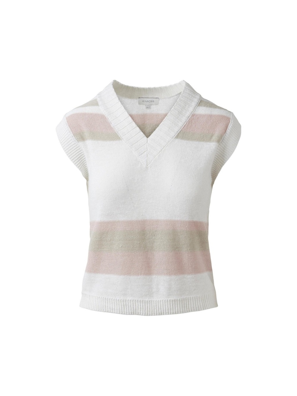 KINROSS‎ CASHMERE Stripe Sleeveless Vee Petal Multi